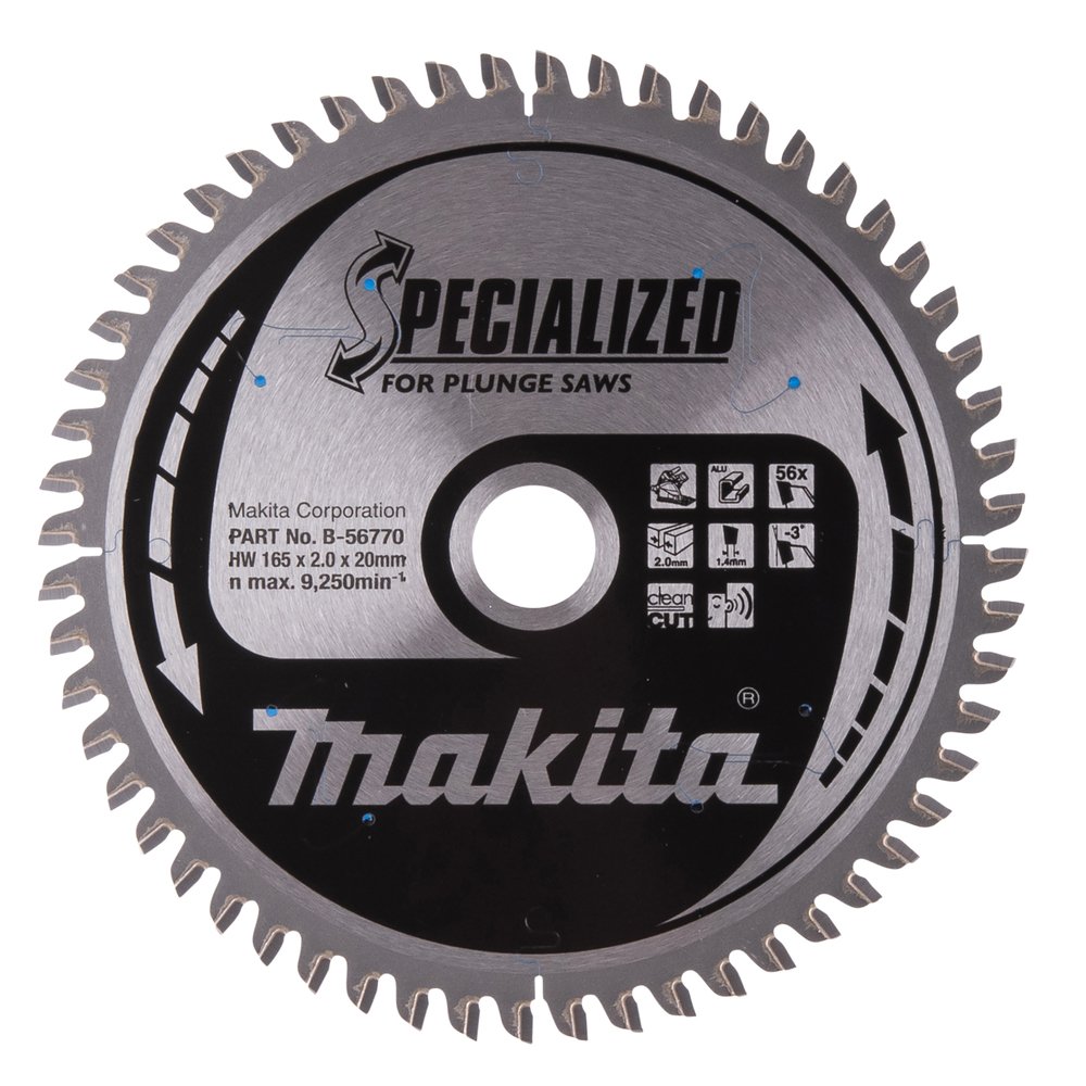 Disco Sierra Circular, Specialized T C T, 165 X 20 Mm, 56 D Makita B-56770 165X20 Mm corte aluminio