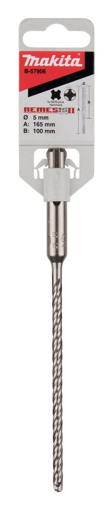 Broca para Sds-plus, Nemesis Ii, 5 X 165 Mm Makita B-57906 5X165 Mm Mate perforación fijación - Imagen 3