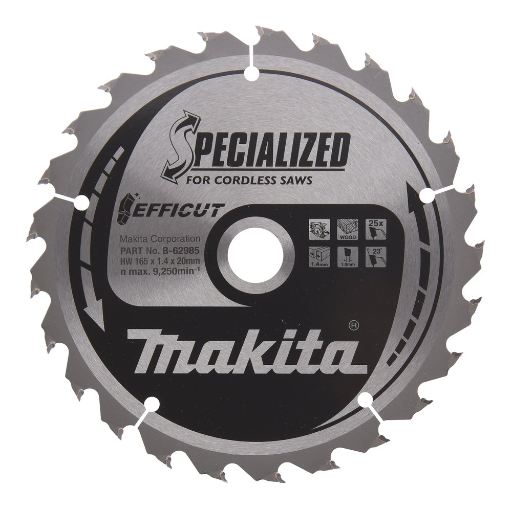 Disco Sierra Circular , Efficut T C T, 165 X 20 Mm, 25 D Makita B-62985 165X20 Mm corte