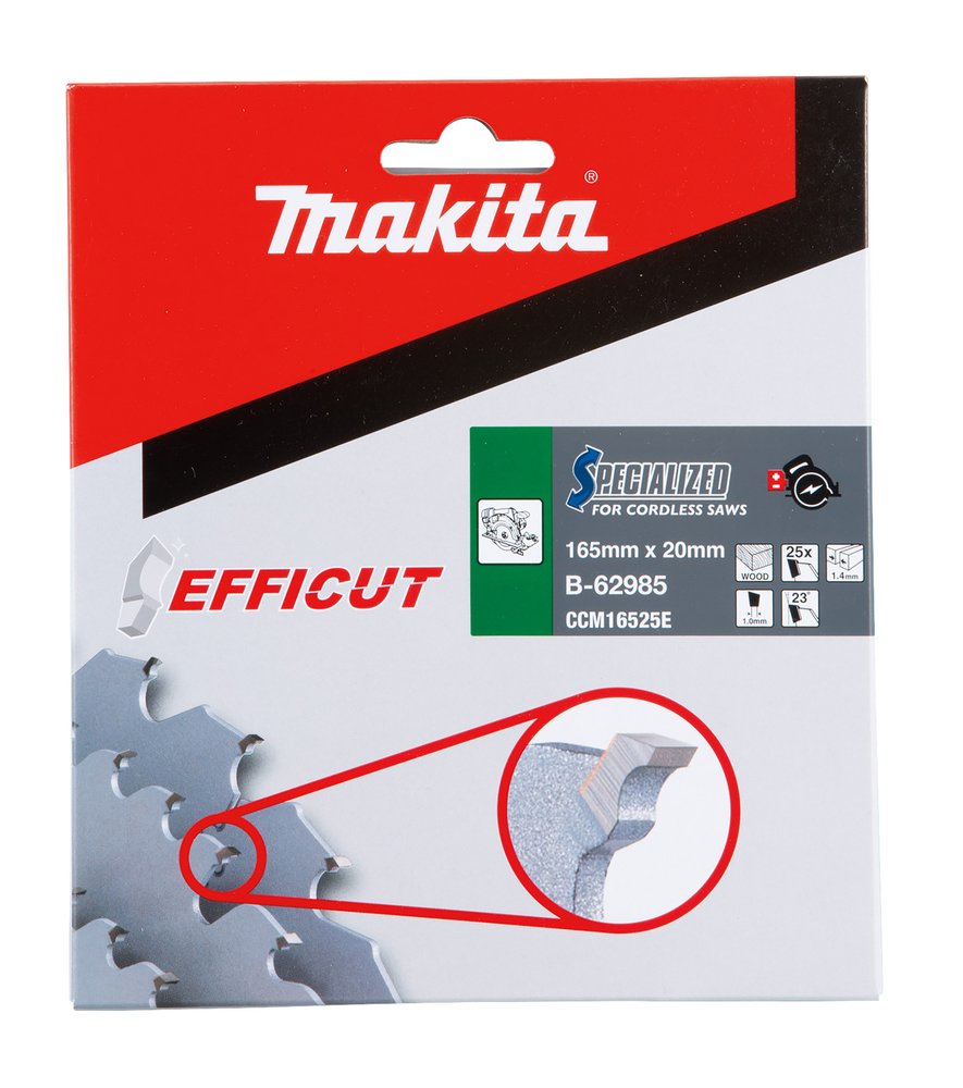 Disco Sierra Circular , Efficut T C T, 165 X 20 Mm, 25 D Makita B-62985 165X20 Mm corte - Imagen 2