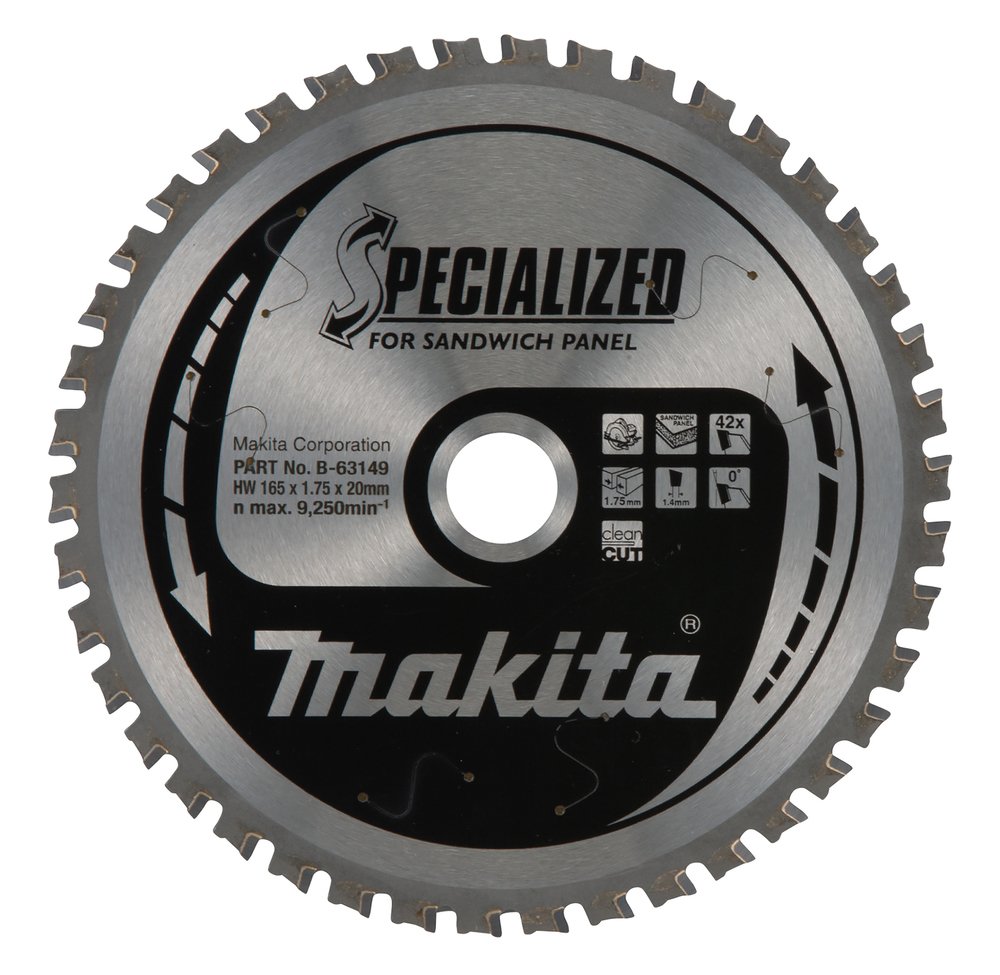 Disco Sierra Circular , Specialized T C T, 165 X 20 Mm, 42 D Makita B-63149 165X20 Mm Mate corte aluminio