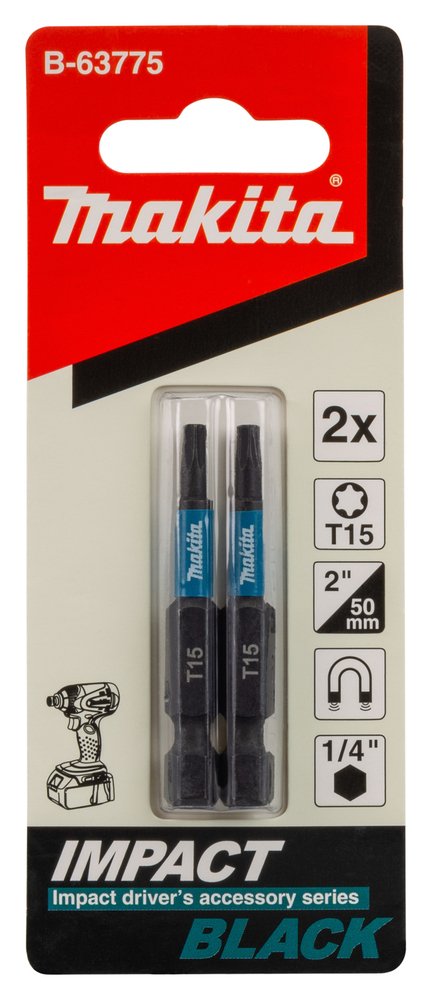 Punta Impact Black, D 15, 50 Mm, 2 Piezas Makita B-63775 perforación fijación - Imagen 2