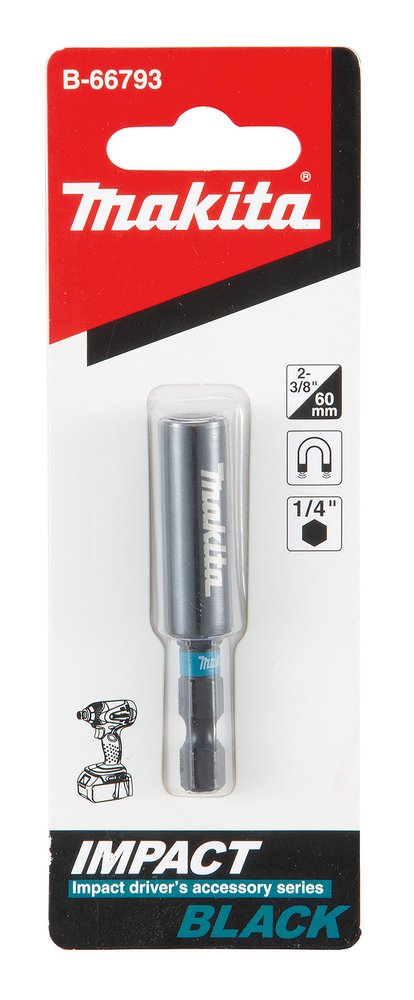 Portapuntas Magnético, Impact Black, 60 Mm, 1/4" Makita B-66793 perforación fijación - Imagen 2