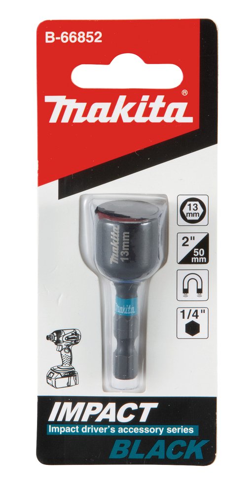 Llave de Vaso Magnética, 1/4", 13 X 50 Mm Makita B-66852 13X50 Mm perforación fijación