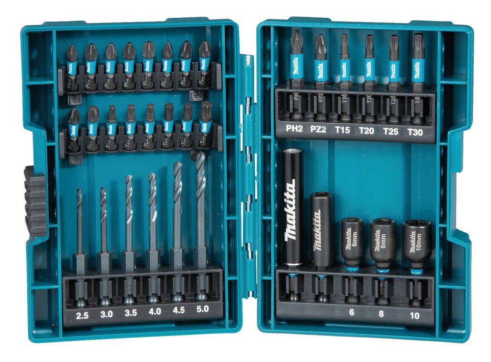 Estuche de Brocas y Puntas Impact Black, 33 Piezas Makita B-66896 5 Mm 25 Mm perforación fijación