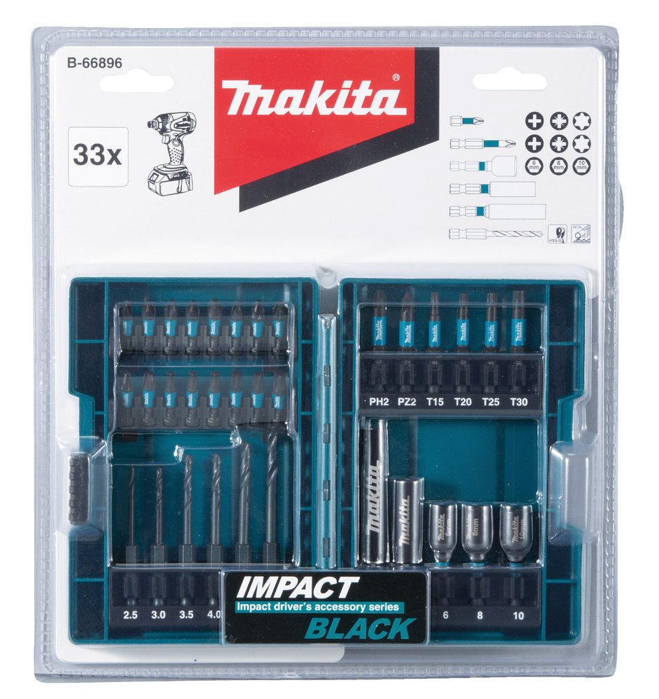Estuche de Brocas y Puntas Impact Black, 33 Piezas Makita B-66896 5 Mm 25 Mm perforación fijación - Imagen 3