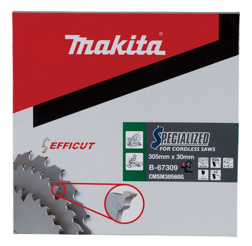 Disco Sierra Circular , Efficut T C T, 305 X 30 Mm, 60 D Makita B-67309 305X30 Mm corte - Imagen 3