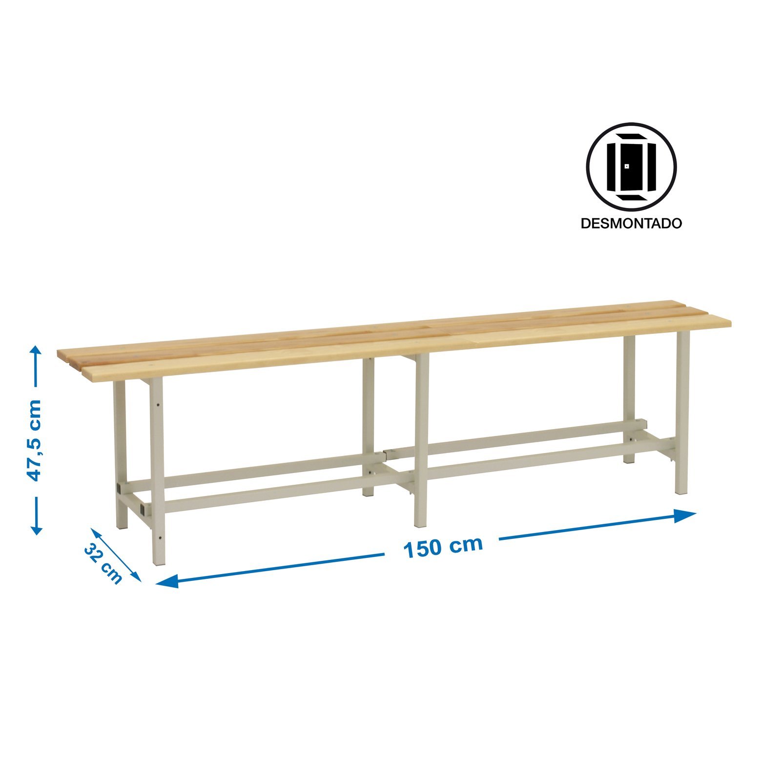 Simonbench Desmontado Madera 1500 Mm Simonrack 475X1500X320 Mm Gris - Imagen 2