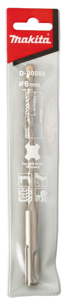 Broca para Sds-plus, 6 X 160 Mm Makita D-00066 6X160 Mm perforación fijación - Imagen 3