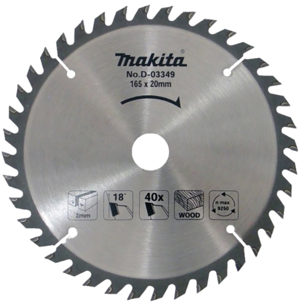 Disco Sierra Circular , Standard T C T, 165 X 20 Mm, 40 D Makita D-03349 165X20 Mm corte