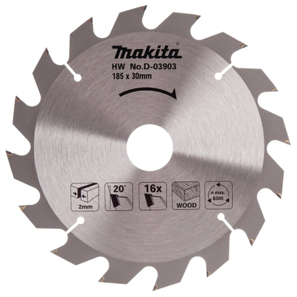 Disco Sierra Circular , Standard T C T, 185 X 30 Mm, 16 D Makita D-03903 185X30 Mm corte