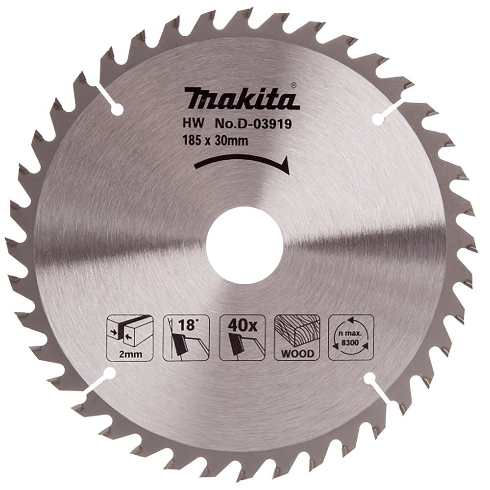 Disco Sierra Circular , Standard T C T, 185 X 30 Mm, 40 D Makita D-03919 185X30 Mm corte