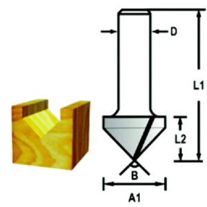 Broca de Ranura en V, 20 X 15 Mm, 30° Makita D-09379 20X15 Mm fresadora