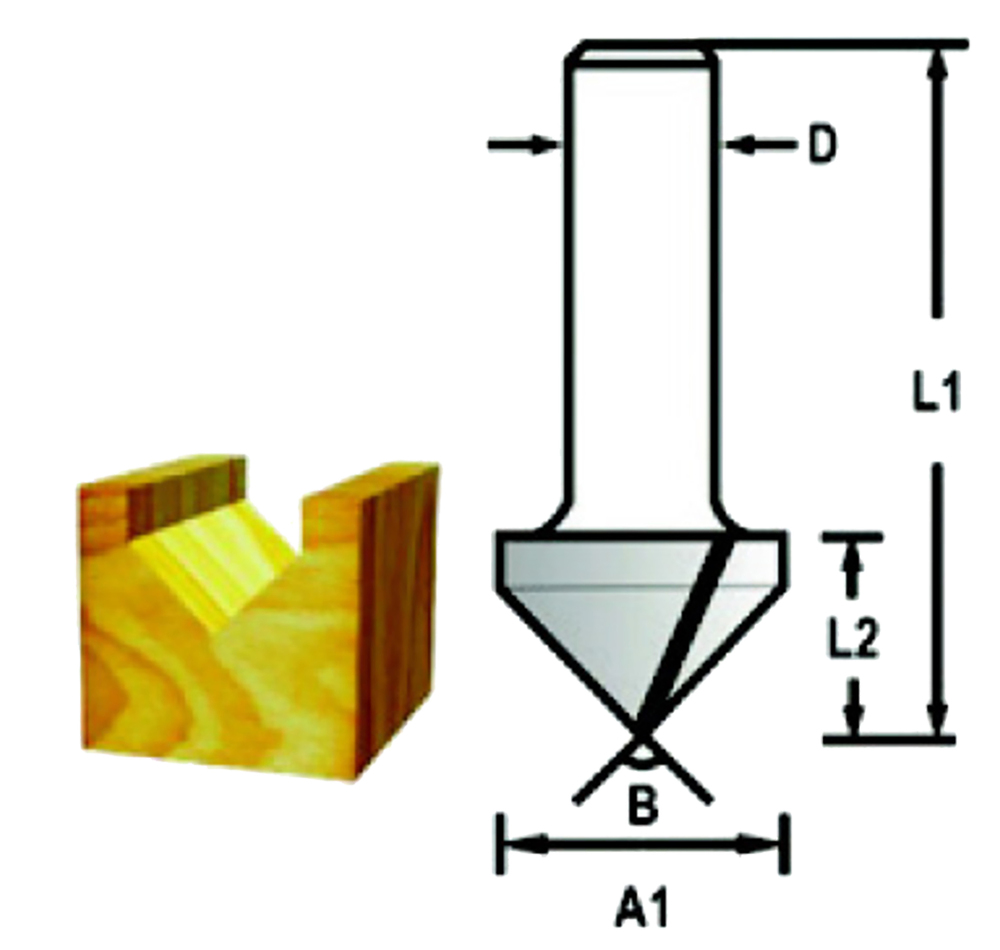 Broca de Ranura en V, 20 X 15 Mm, 45° Makita D-09385 20X15 Mm fresadora