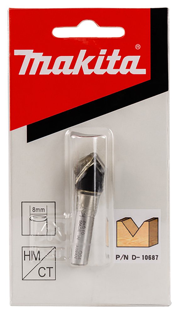 Broca de Ranura en V 8 X 12 7 X 12 7 Mm Makita D-10687 8 X 12.7 X 12.7 Mm 8X12 fresadora