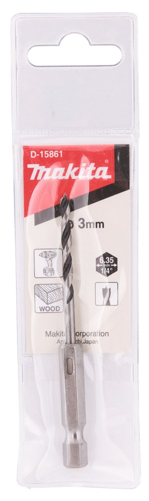 Broca de Madera 3 X 75 Mm, 1/4" Makita D-15861 3X35 perforación fijación - Imagen 2
