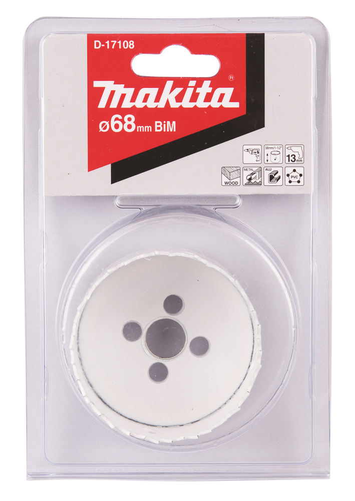 Broca de Corona Bim 68 Mm Makita D-17108 Inox perforación fijación acero inoxidable · aluminio - Imagen 2