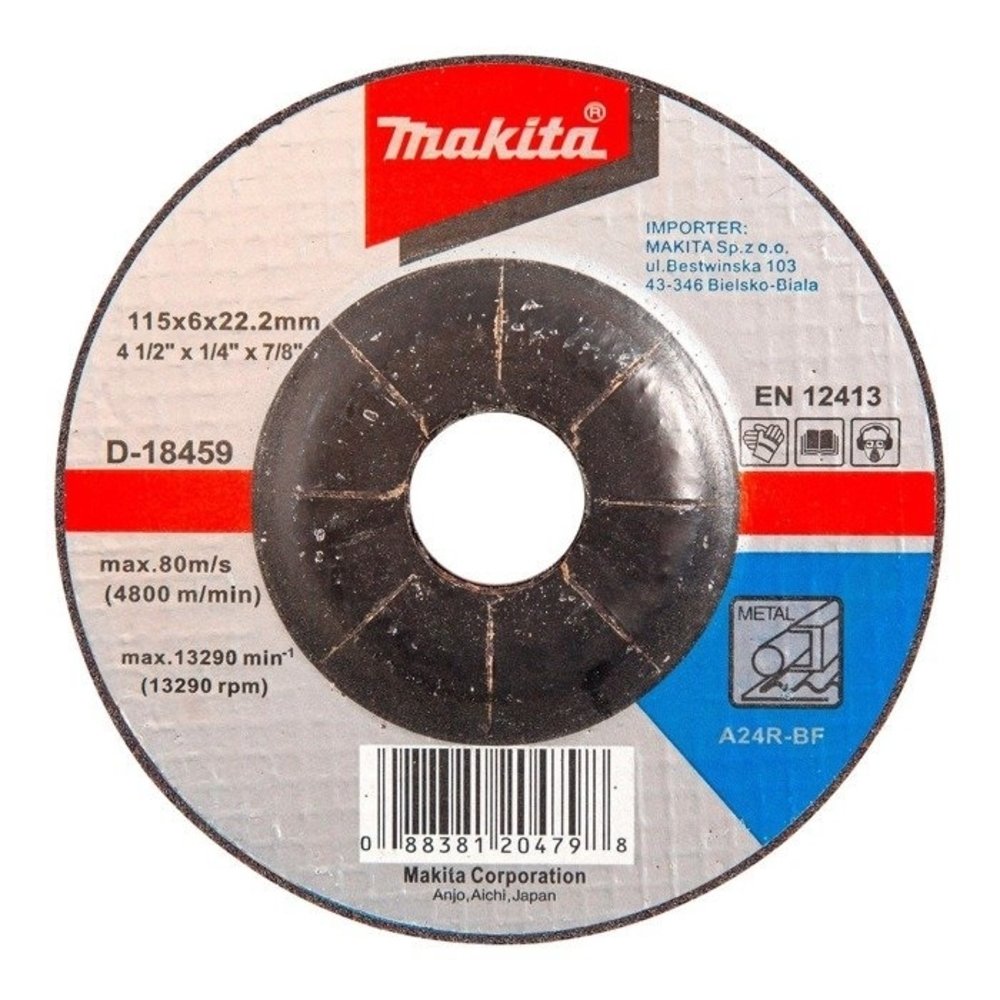 Discos de Desbarbe METAL 115X6,0X22,23 Mm A24R Makita D-18459-20 115X6,0X22,23 MM trabajo - Imagen 2