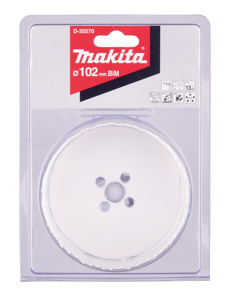 Broca de Corona Bim 102 Mm Makita D-35570 Inox perforación fijación acero inoxidable · aluminio - Imagen 3