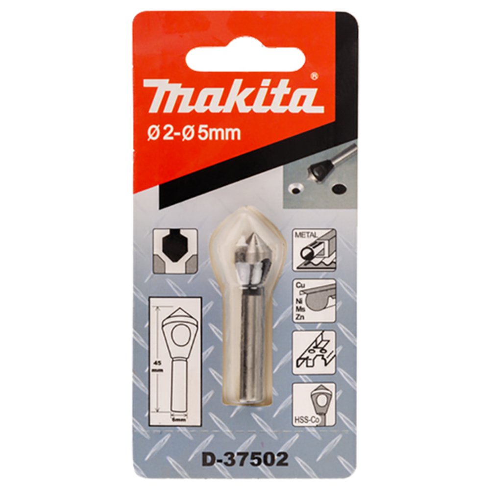 Avellanador de Acero 2 - 5 X 45 Mm, 90° Makita D-37502 5X45 Mm perforación fijación