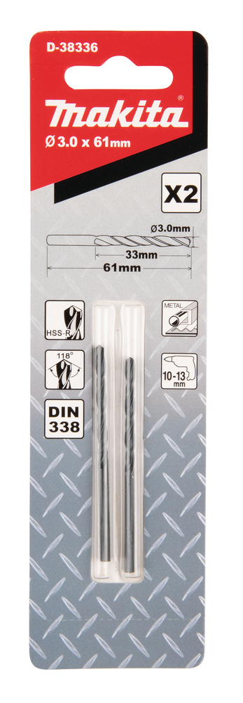 Broca de Metal HSS-R 3 X 61 Mm Makita D-38336 3 X 61 MM 3X61 MM perforación fijación - Imagen 2