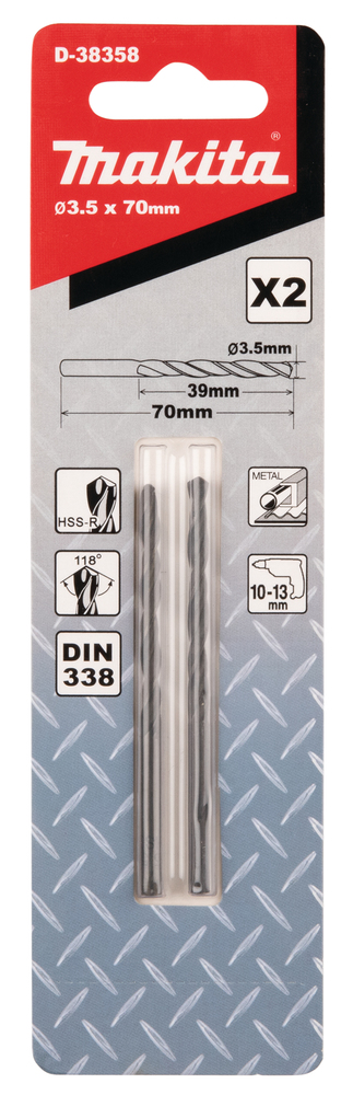 Broca de Metal HSS-R 3 50 X 70 Mm Makita D-38358 3.50 X 70 Mm 50X70 Mm perforación fijación - Imagen 2