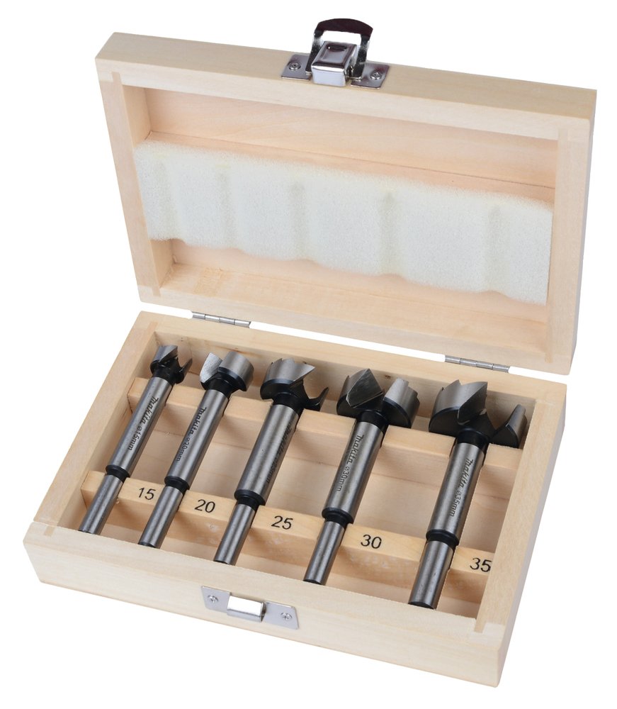 Estuche de Brocas Fostner, 5 Piezas Makita D-47363 35 Mm 10 MM perforación fijación