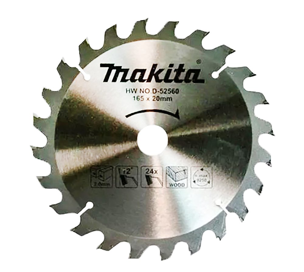 Disco Sierra Circular , Standard T C T, 165 X 20 Mm 24 D Makita D-52560 165X20 Mm corte