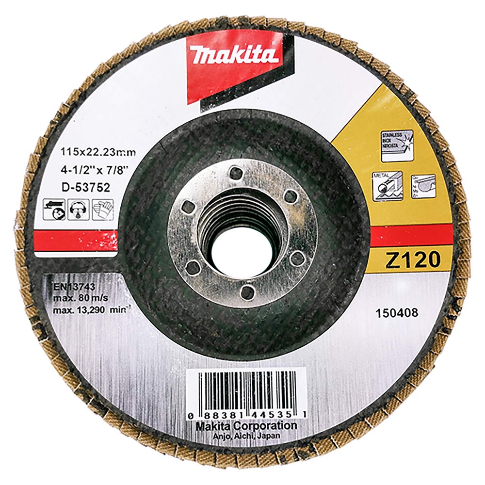 Disco de Láminas 115 Mm, Z120 Makita D-53752 115X22 Inox trabajo metal acero inoxidable