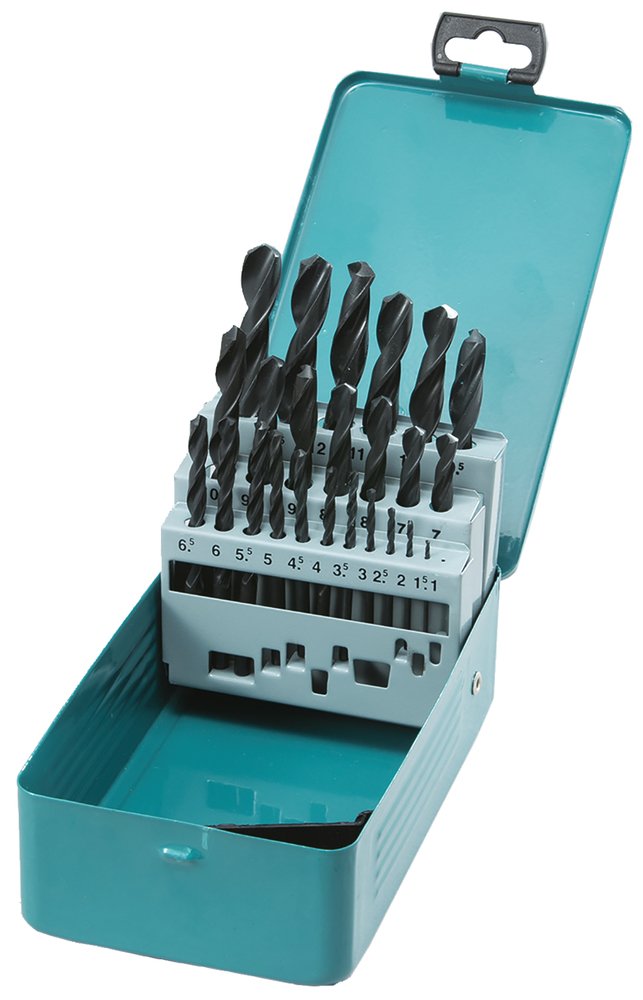 Estuche de Brocas para Metal 1 - 13 Mm, Hss-r, 25 Piezas Makita D-54097 Negro perforación fijación