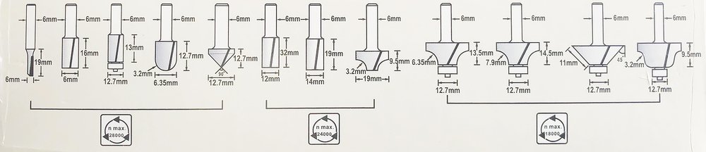 Estuche de Fresa 6 Mm, 12 Piezas Makita D-57065 fresadora - Imagen 2