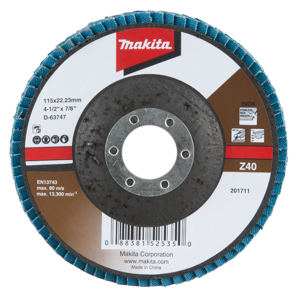 Disco de Láminas 115 X 22,23 Mm, Z40 Makita D-63747 115X22 Inox trabajo metal acero inoxidable · aluminio