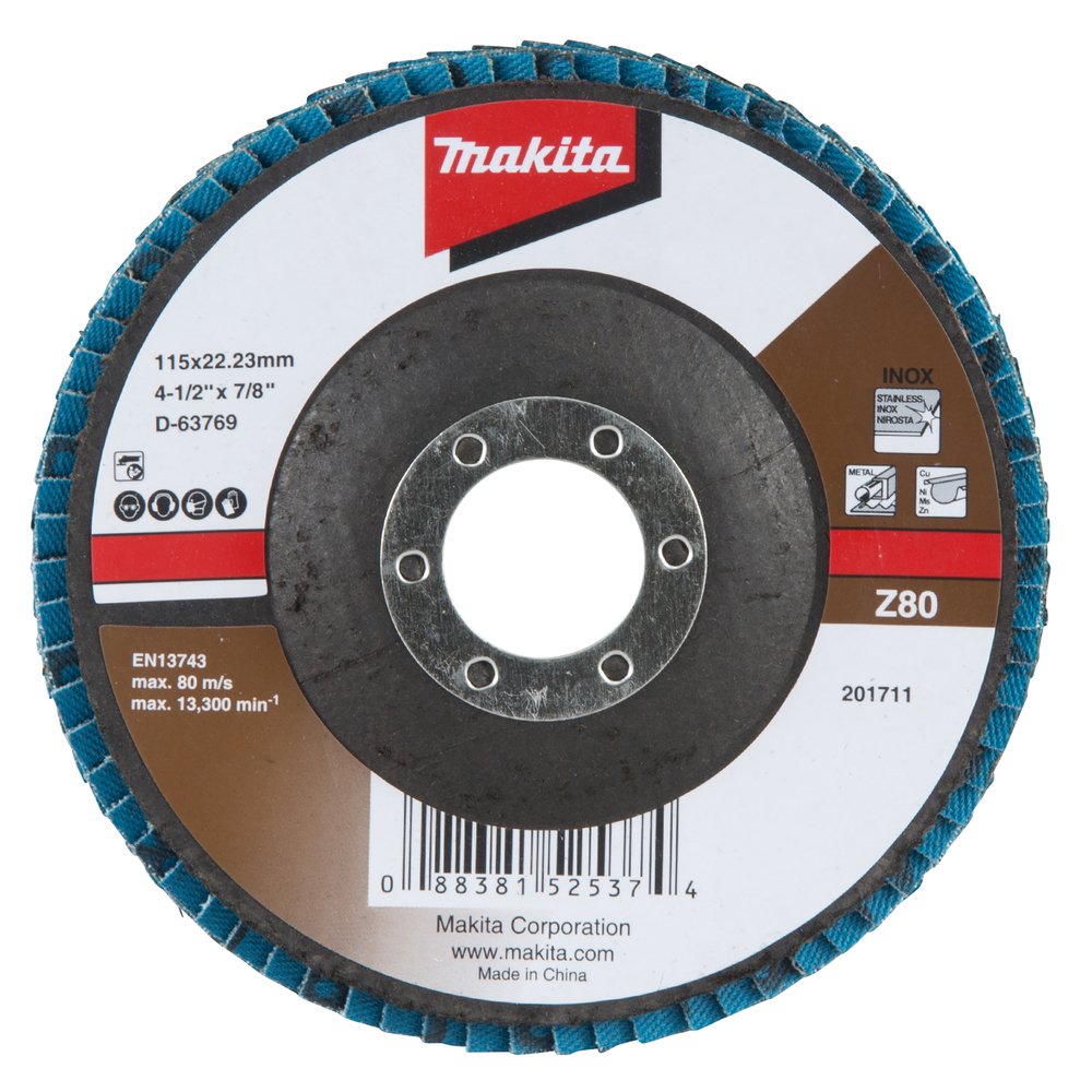 Disco de Láminas 115 X 22,23 Mm, Z80 Makita D-63769 115X22 Inox trabajo metal acero inoxidable · aluminio
