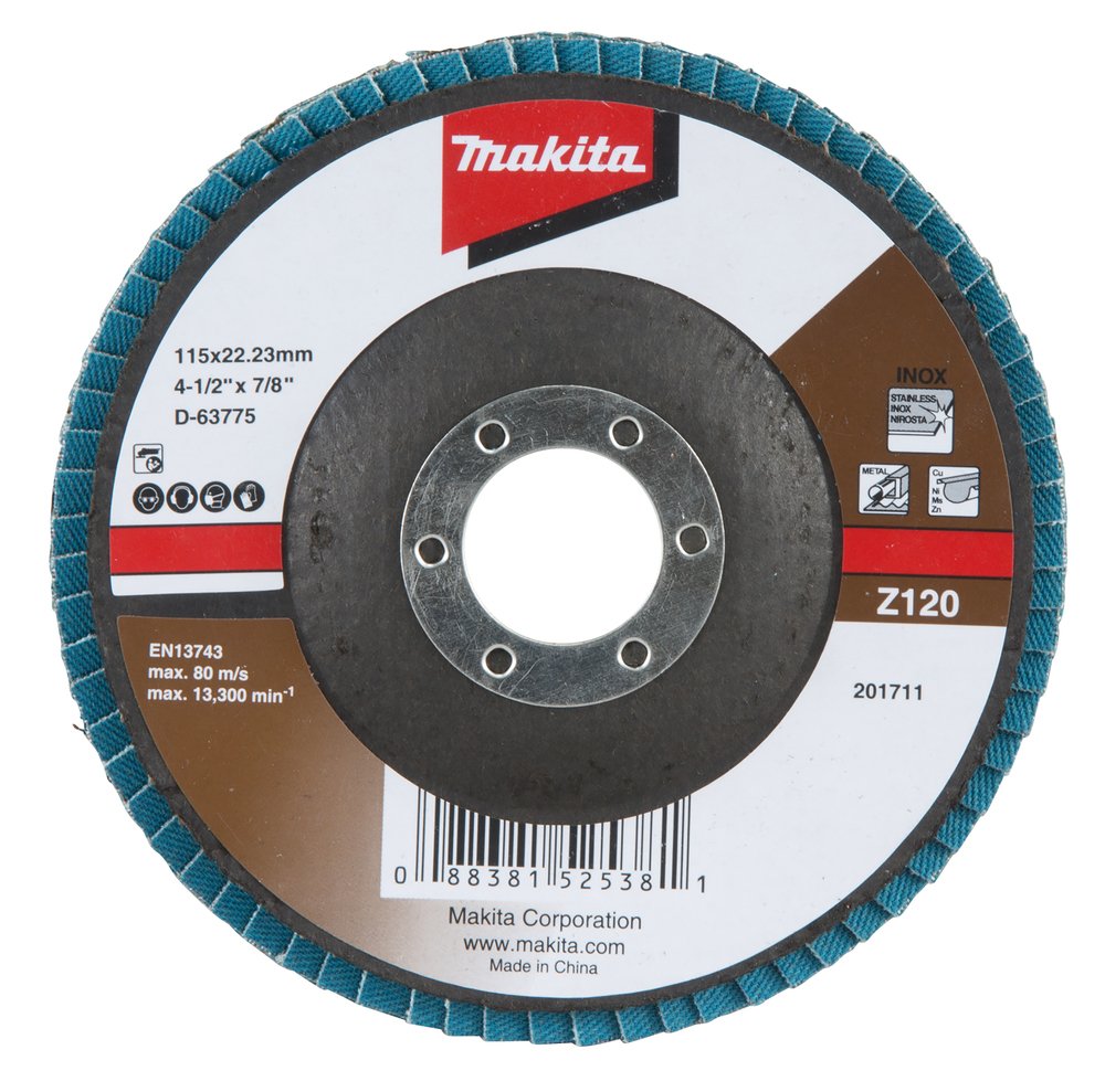 Disco de Láminas 115 X 22,23 Mm, Z120 Makita D-63775 115X22 Inox trabajo metal acero inoxidable · aluminio
