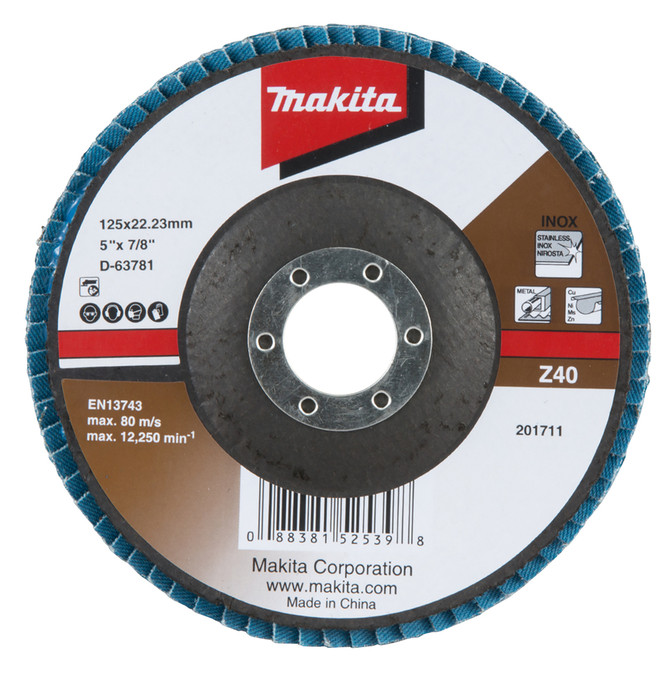 Disco de Láminas 125 X 22,23 Mm, Z40 Makita D-63781 125X22 Inox trabajo metal acero inoxidable · aluminio