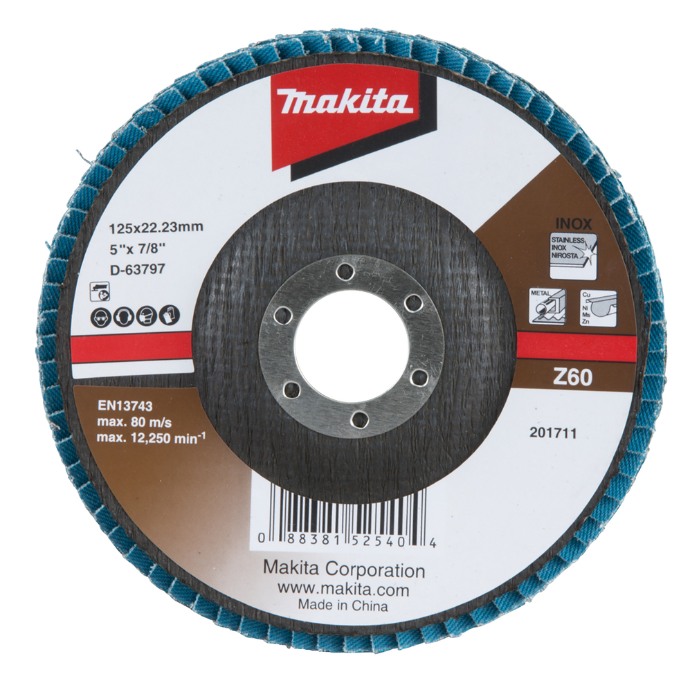 Disco de Láminas 125 X 22,23 Mm, Z60 Makita D-63797 125X22 Inox trabajo metal acero inoxidable · aluminio