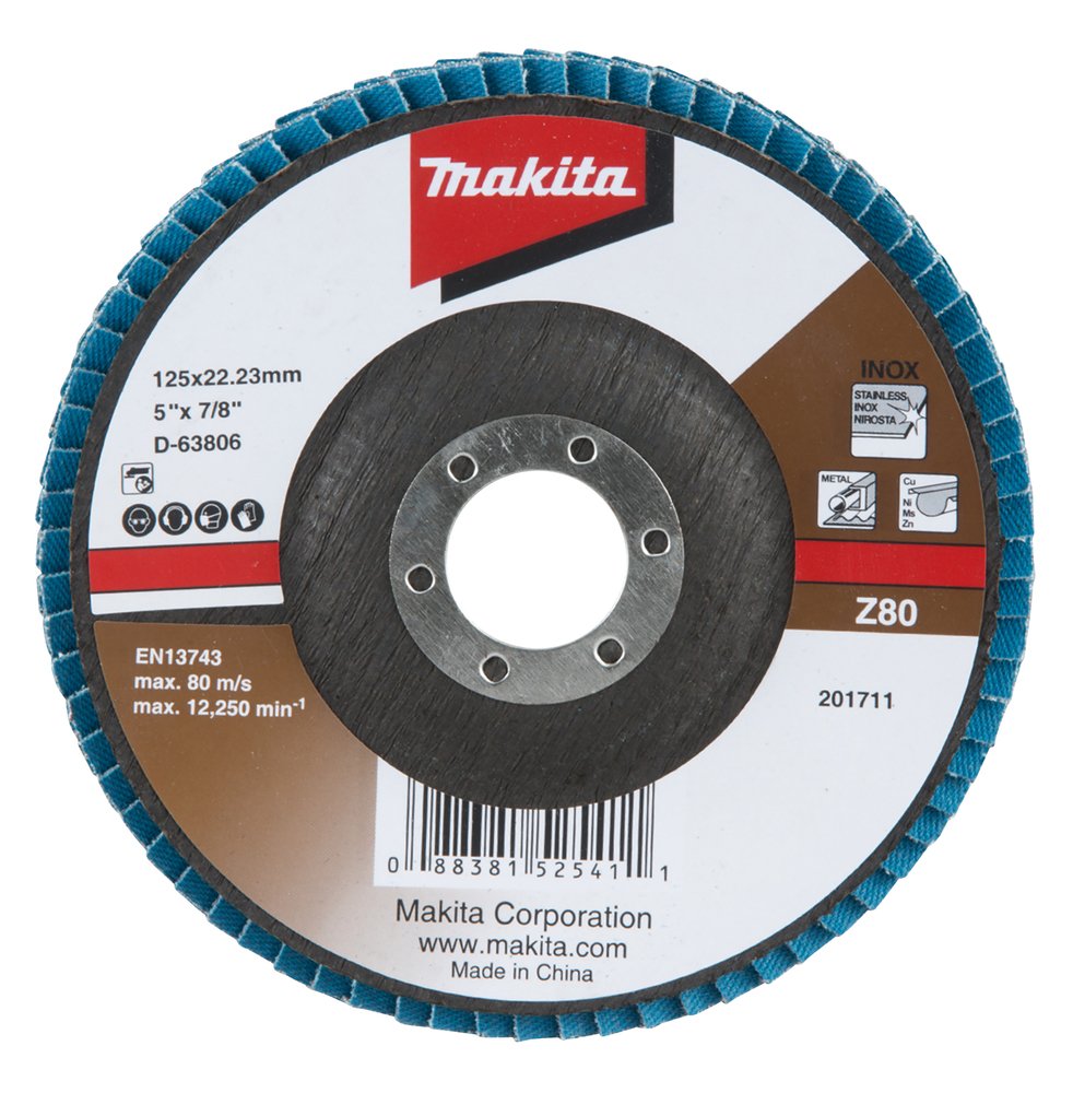 Disco de Láminas 125 X 22,23 Mm, Z80 Makita D-63806 125X22 Inox trabajo metal acero inoxidable · aluminio
