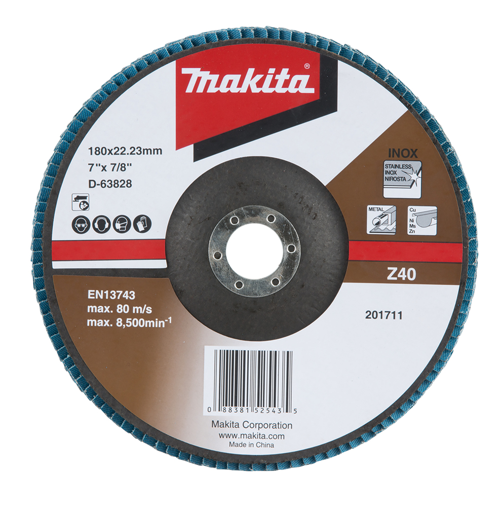 Disco de Láminas 180 X 22,23 Mm, Z40 Makita D-63828 180X22 Inox trabajo metal acero inoxidable · aluminio