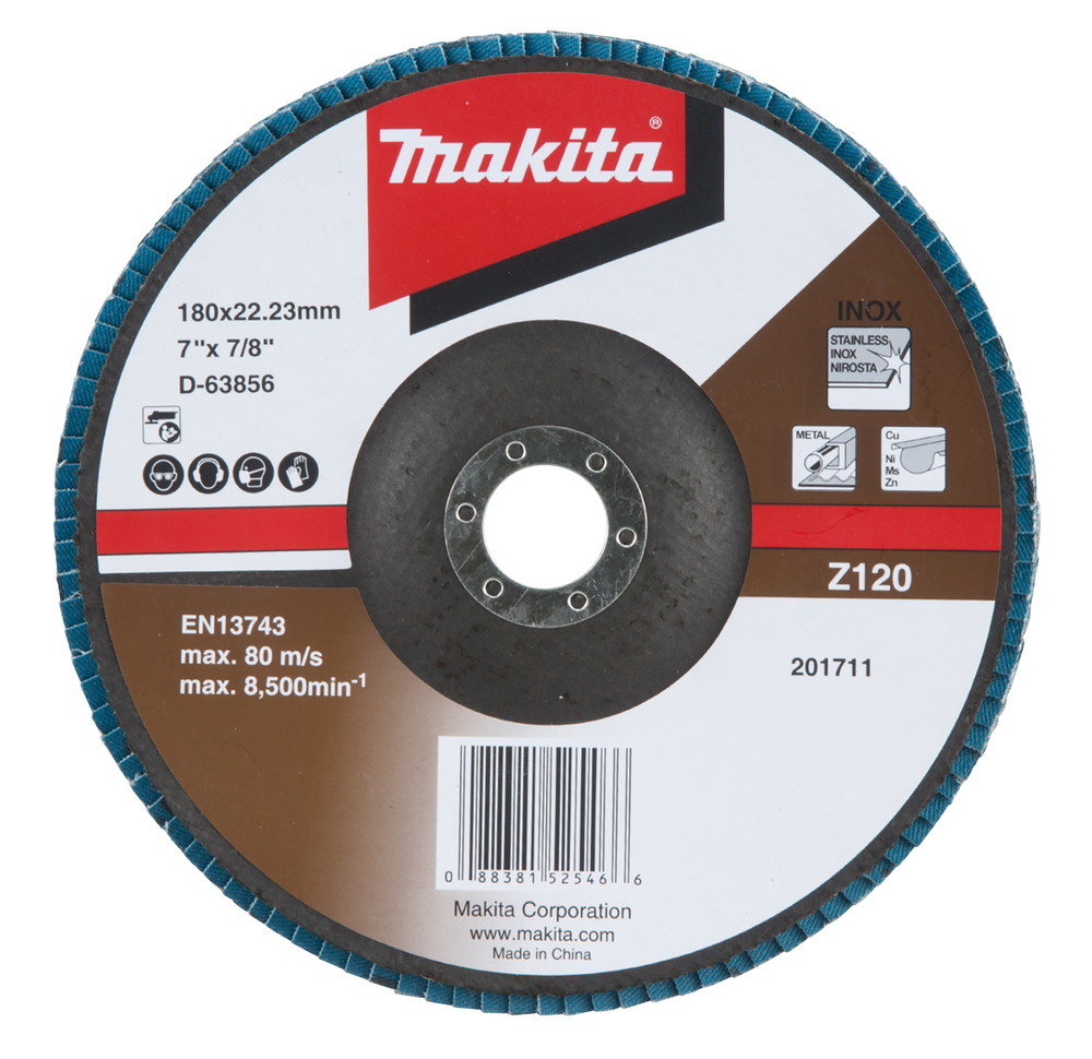 Disco de Láminas 180 X 22,23 Mm, Z120 Makita D-63856 180X22 Inox trabajo metal acero inoxidable · aluminio