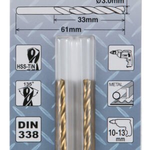 Broca de Metal Hss-tin Economy, 3,0 X 33 / 61 Mm, 2 Piezas Makita D-64048 perforación fijación