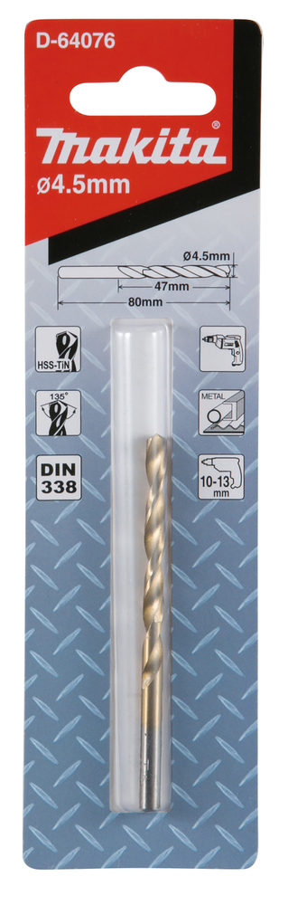 Broca para Metal Hss-tin 4,5X80 Mm Makita D-64076 4,5X80 MM perforación fijación - Imagen 2