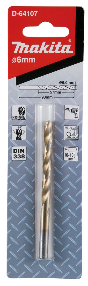 Broca de Metal Hss-tin Economy, 6,0 X 57 / 93 Mm Makita D-64107 perforación fijación
