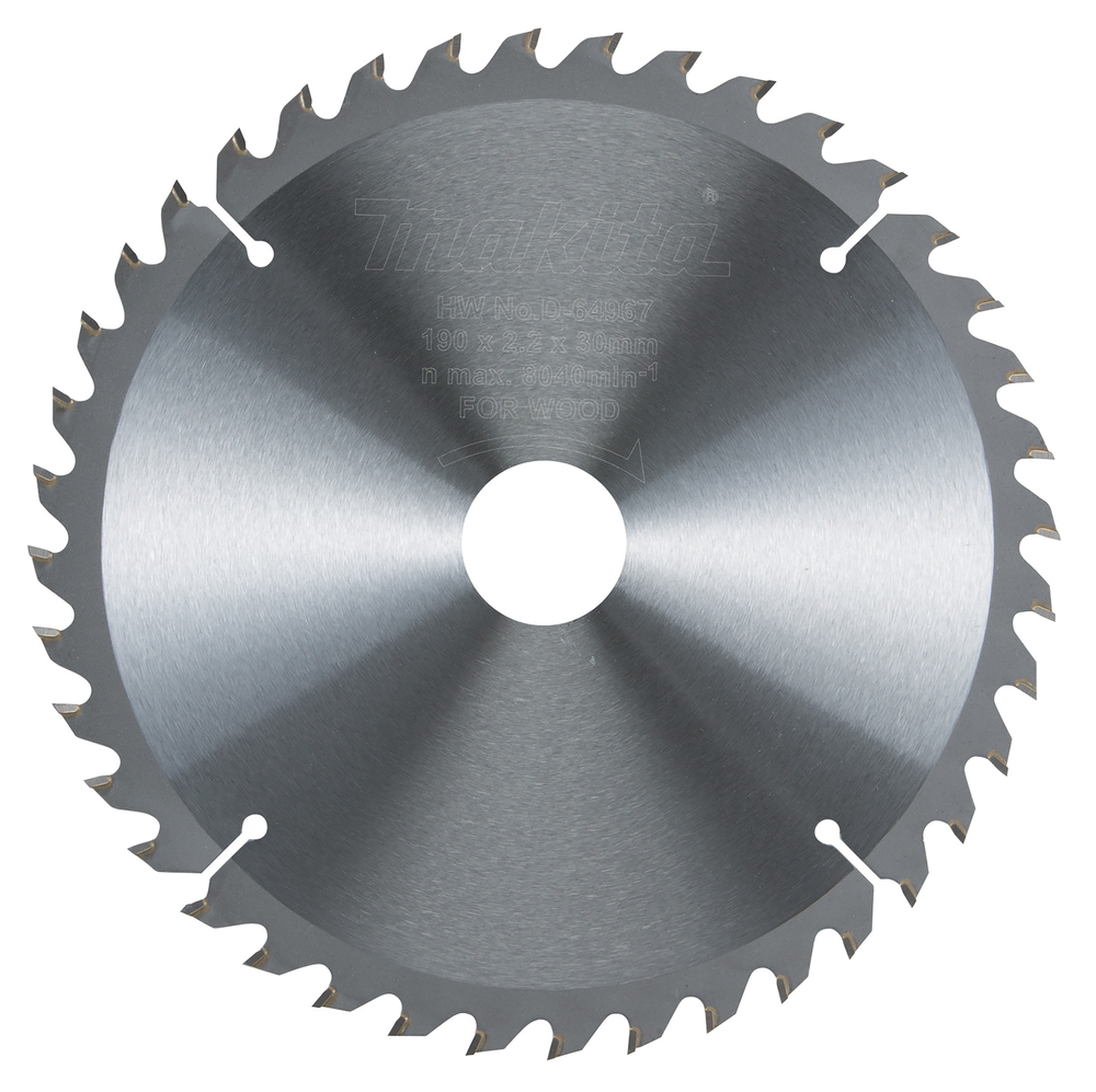 Disco Sierra Circular , Standard T C T 190 X 30 Mm, 40 D Makita D-64967 190X30 Mm corte - Imagen 2