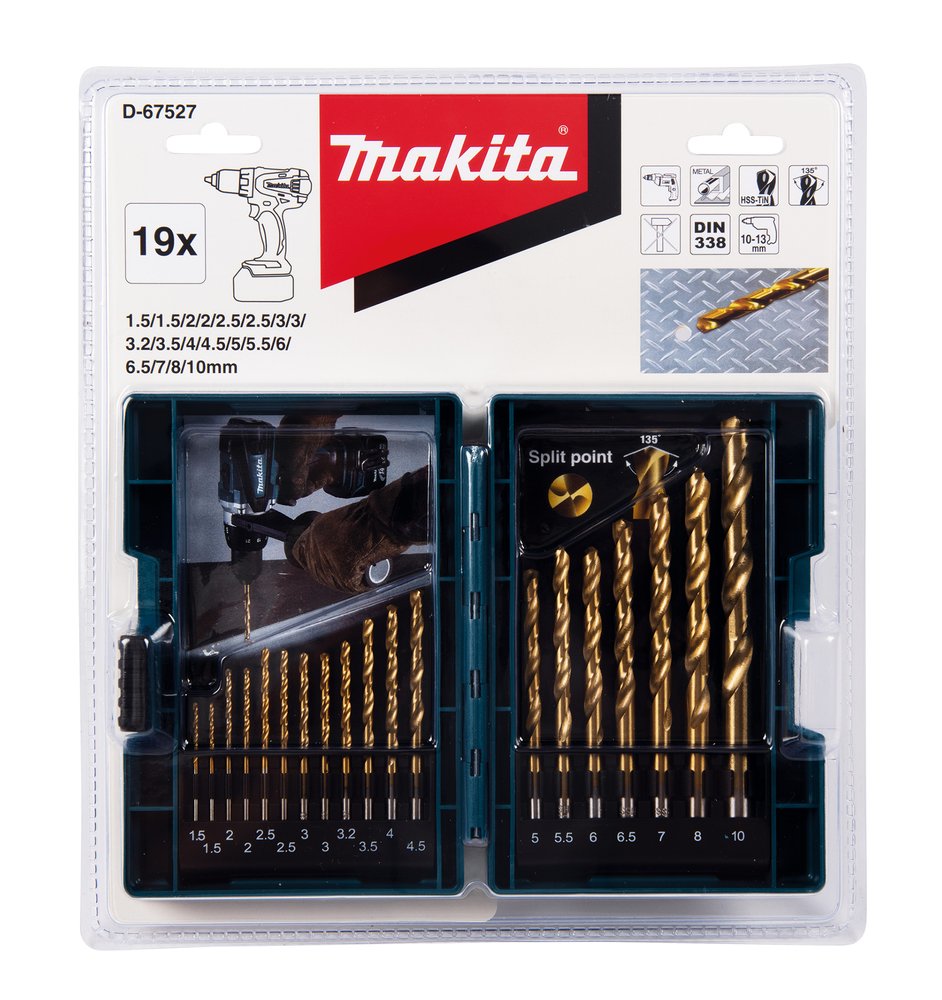Set de Brocas de Metal , Hss-tin, 19 Piezas Makita D-67527 10 Mm perforación fijación - Imagen 2