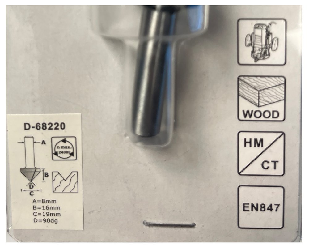 Broca de Ranura en V, 2 Filos, 90º 19 Mm Makita D-68220 19 MM fresadora - Imagen 3