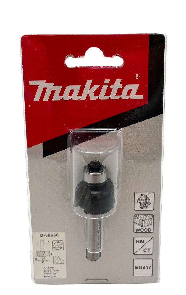 Fresa Molduradora con Rodamiento, 8 X 12,7 X 22,2 Mm Makita D-68666 8X12 fresadora - Imagen 2