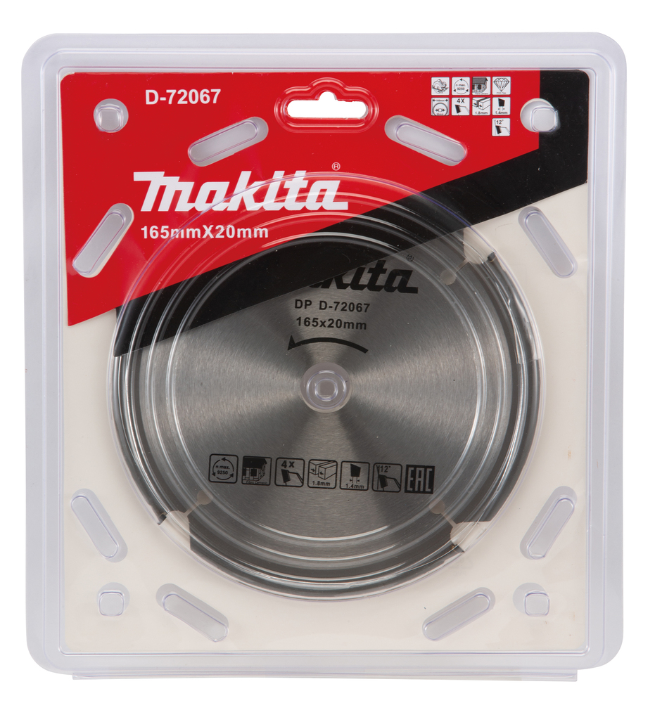 Disco Sierra Circular P C D 165 X 20 Mm, 4T Makita D-72067 165X20 Mm corte - Imagen 3