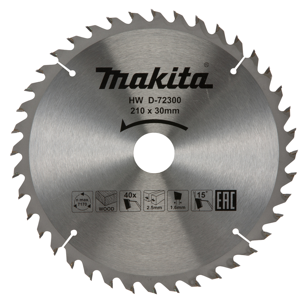 Disco Sierra Circular , Standard T C T, 210 X 30 Mm, 40 D Makita D-72300 210X30 Mm corte
