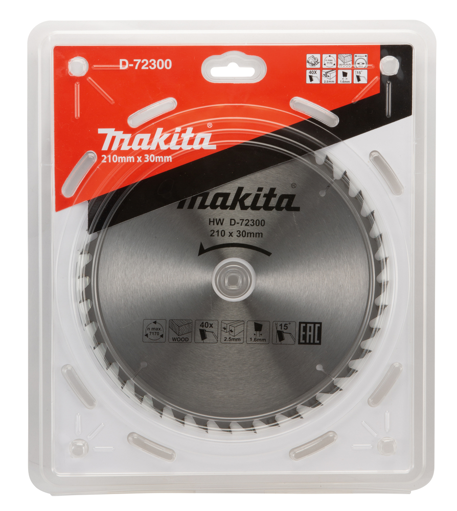 Disco Sierra Circular , Standard T C T, 210 X 30 Mm, 40 D Makita D-72300 210X30 Mm corte - Imagen 3