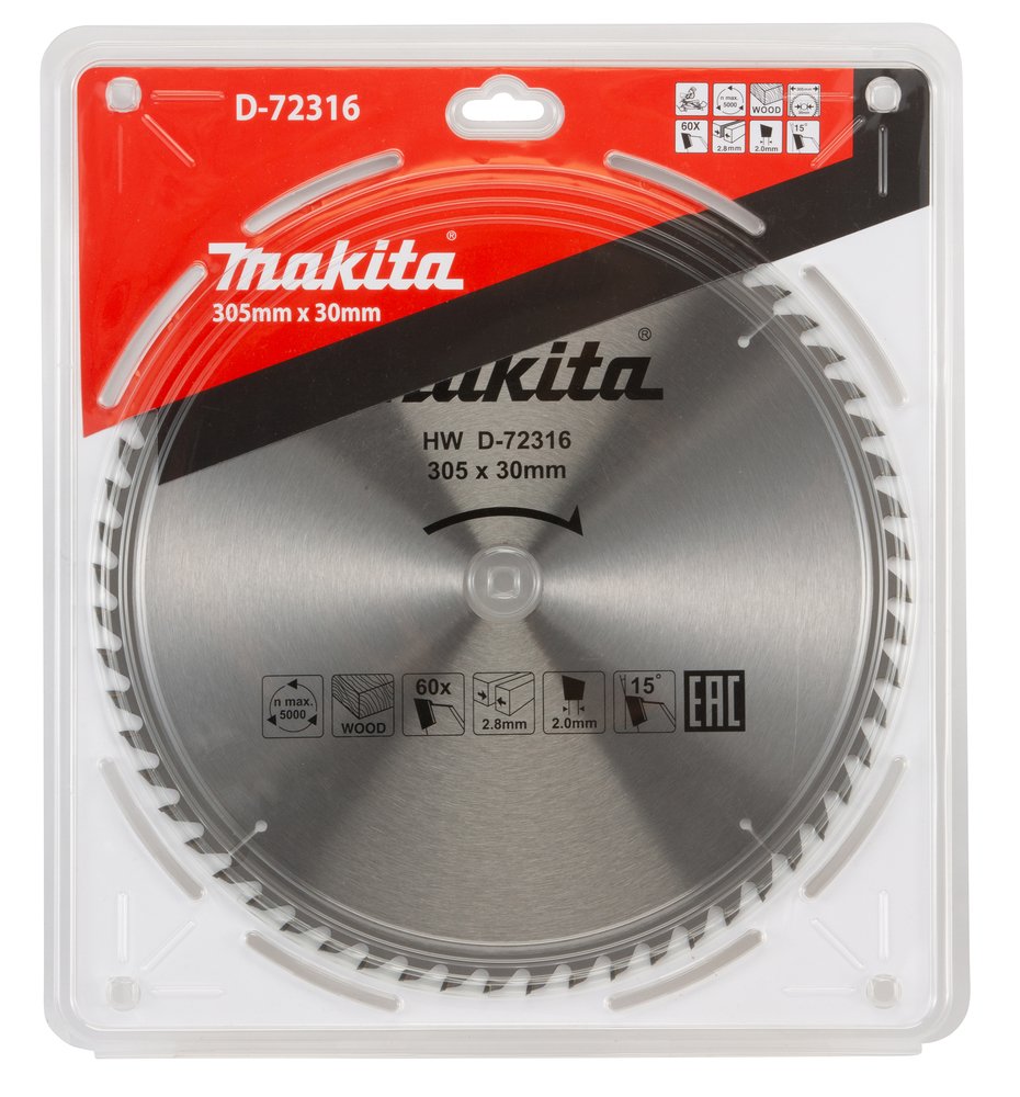 Disco Sierra Circular , Standard T C T 305 X 30 Mm, 60 D Makita D-72316 305X30 Mm corte - Imagen 3